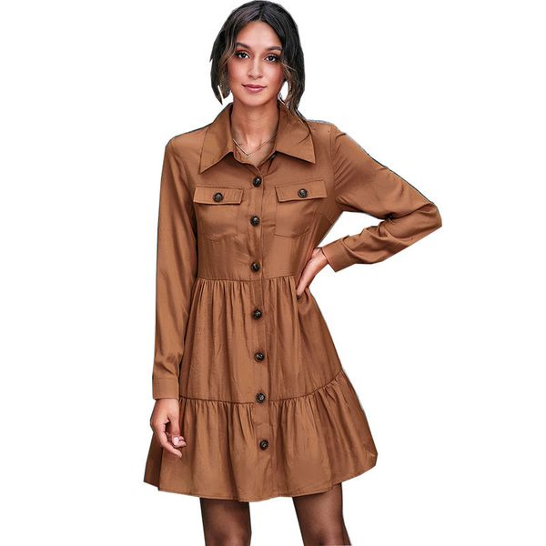 2021 new women fashion lapel double pockets button up shirt dress spring casual long sleeve high waist ruffles loose dresses femme 2jvl, Black;gray
2021 new women fashion lapel double pockets button up shirt dress spring casual long sleeve high waist ruffles loose dresses femme 2jvl, Black;gray