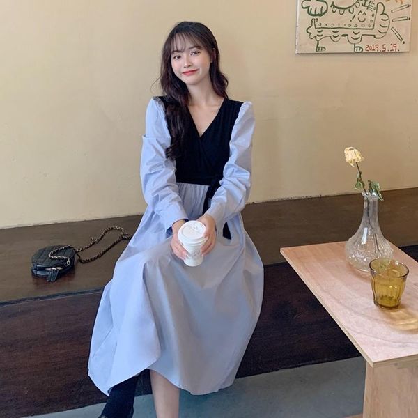 casual dresses herstory vintage temperament women v-neck patchwork korean chic long sleeve autumn elegant ladies dress vestido maxi, Black;gray
casual dresses herstory vintage temperament women v-neck patchwork korean chic long sleeve autumn elegant ladies dress vestido maxi, Black;gray