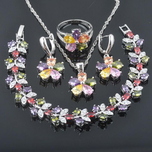 earrings & necklace 2021 multicolor flower zirconia jewelry sets for women silver color bracelet pendant ring qs0252
earrings & necklace 2021 multicolor flower zirconia jewelry sets for women silver color bracelet pendant ring qs0252