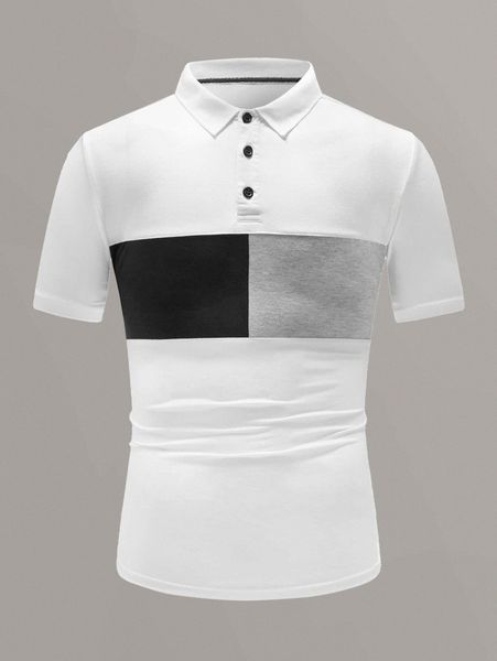 men contrast panel polo shirt i106#, White;black
men contrast panel polo shirt i106#, White;black