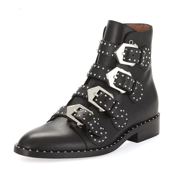 boots women real leather rivet pointed toe metal belt buckle motorcycle woman fashion ankle punk bootie, Black
boots women real leather rivet pointed toe metal belt buckle motorcycle woman fashion ankle punk bootie, Black
