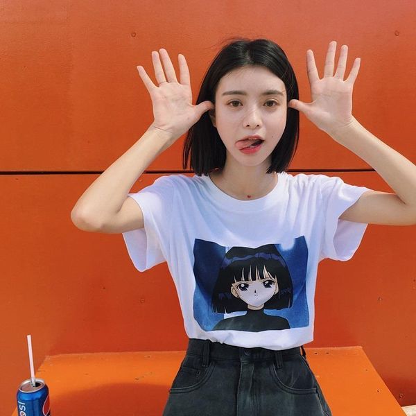 summer short-sleeved harajuku large size casual ulzzang cute loose female short-sleeved t-shirt cartoon sailor moon t-shirt, White
summer short-sleeved harajuku large size casual ulzzang cute loose female short-sleeved t-shirt cartoon sailor moon t-shirt, White