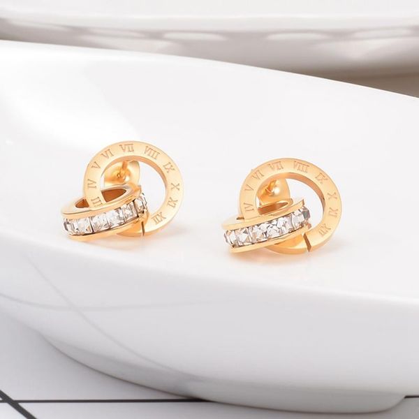 stud titanium steel double loop wound elegant and charming roman numerals crystal earrings for women gift jewelry, Golden;silver
stud titanium steel double loop wound elegant and charming roman numerals crystal earrings for women gift jewelry, Golden;silver