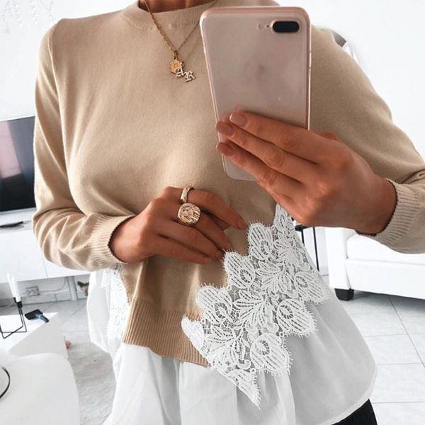 2021 new women autumn winter long sleeve knitted sweaters solid color crewneck lace splicing pullovers casual knitwear shirt f5sp, White;black
2021 new women autumn winter long sleeve knitted sweaters solid color crewneck lace splicing pullovers casual knitwear shirt f5sp, White;black