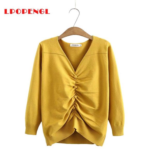 women's sweaters autumn winter knitted sweater chest wrinkled buttons regular cotton material streetwear solid color long sleeve, White;black
women's sweaters autumn winter knitted sweater chest wrinkled buttons regular cotton material streetwear solid color long sleeve, White;black