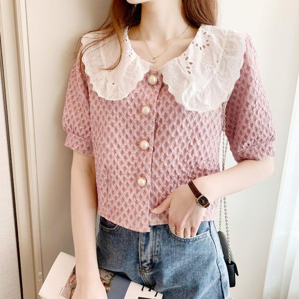 women's blouses & shirts lace doll collar shirt female 2021 summer korean niche design sense french puff sleeve blouse, White
women's blouses & shirts lace doll collar shirt female 2021 summer korean niche design sense french puff sleeve blouse, White