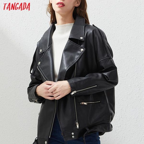 women's jackets tangada 2021 women black faux leather jacket coat ladies long sleeve loose oversize boy friend am33, Black;brown
women's jackets tangada 2021 women black faux leather jacket coat ladies long sleeve loose oversize boy friend am33, Black;brown