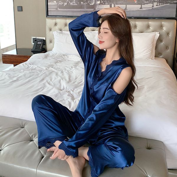 women's spring summer two-piece suit pajamas ice silk satin thin outwear strapless fake long sleepwear, Black;red
women's spring summer two-piece suit pajamas ice silk satin thin outwear strapless fake long sleepwear, Black;red