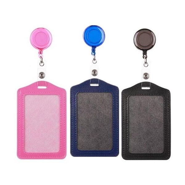 card holders pu leather employee's staff work holder office name badge with retractable clip reel identity cover, Brown;gray
card holders pu leather employee's staff work holder office name badge with retractable clip reel identity cover, Brown;gray