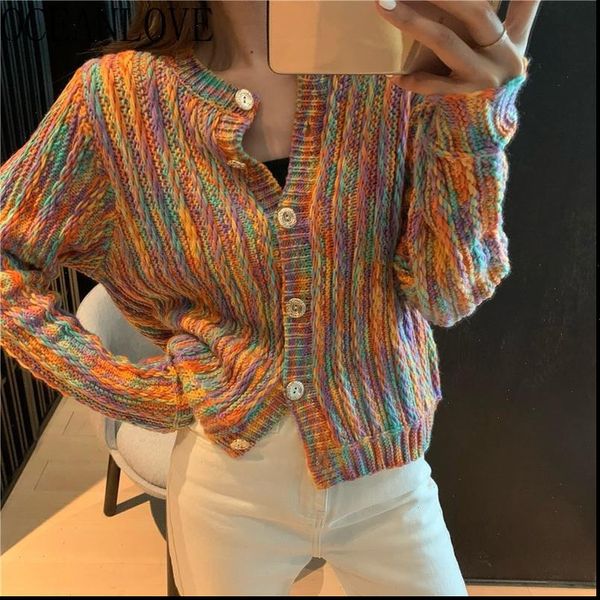 2021 spring cardigans rainbow striped short sweaters women korean student casual ins chaqueta mujer fashion 15037, White;black
2021 spring cardigans rainbow striped short sweaters women korean student casual ins chaqueta mujer fashion 15037, White;black
