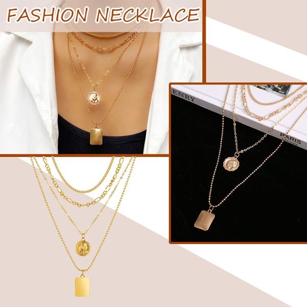 pendant necklaces classic luxury necklace for women's coin and square shape bead fashion multi-layers collarbone jewelry 21702, Silver
pendant necklaces classic luxury necklace for women's coin and square shape bead fashion multi-layers collarbone jewelry 21702, Silver