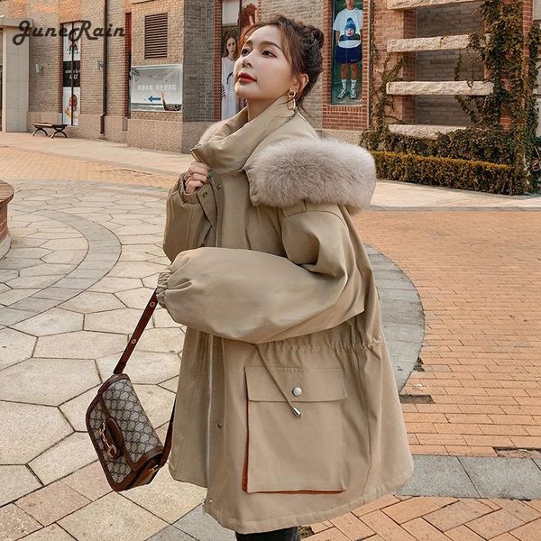 women's down & parkas junerain women winter 2021 loose padded tooling jacket parker vintage female with fuax fur collar coats, Black
women's down & parkas junerain women winter 2021 loose padded tooling jacket parker vintage female with fuax fur collar coats, Black
