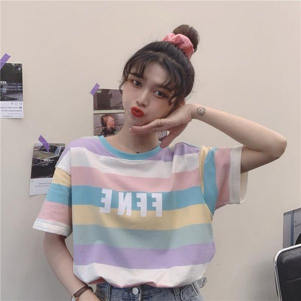 2021 new korean oversize short sleeve striped raiow for women will see harajuku t-shirt schoolgirl clothes young style eki7, White
2021 new korean oversize short sleeve striped raiow for women will see harajuku t-shirt schoolgirl clothes young style eki7, White