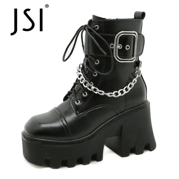 boots jsi women trend punk metal chain buckle chunky heels shoes large size nightclub platform female ankle vo630, Black
boots jsi women trend punk metal chain buckle chunky heels shoes large size nightclub platform female ankle vo630, Black
