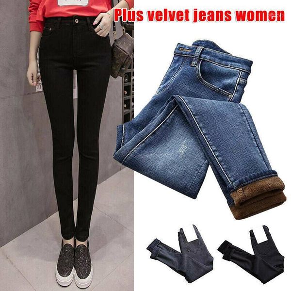 fashion warm plus velet women jeans fleece lined stretch denim hight waist zipper button pants thermal leggings jeans1, Blue
fashion warm plus velet women jeans fleece lined stretch denim hight waist zipper button pants thermal leggings jeans1, Blue