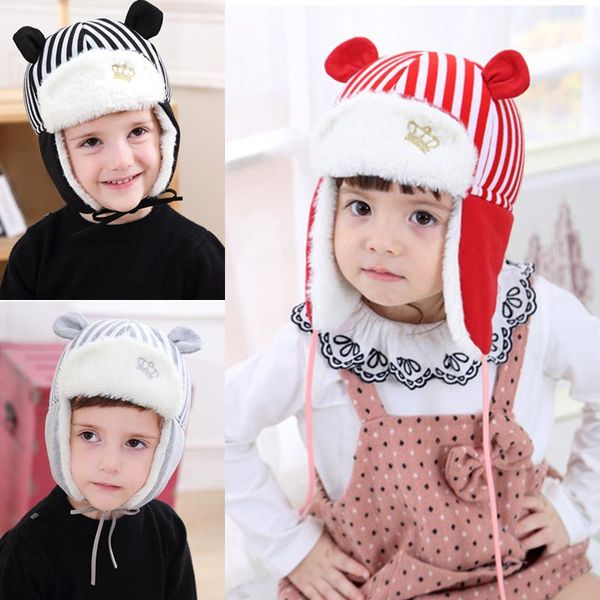 berets children crown stripe cap bomber hats baby girls and boys warm velvet ear protection hat for winter/ autumn, Blue;gray
berets children crown stripe cap bomber hats baby girls and boys warm velvet ear protection hat for winter/ autumn, Blue;gray