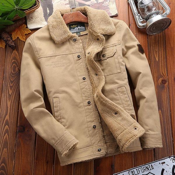 men's jackets winter bomber men thick fleece coat turn-down collar plus size warm parka mens casual oversized outerwear, Black;brown
men's jackets winter bomber men thick fleece coat turn-down collar plus size warm parka mens casual oversized outerwear, Black;brown