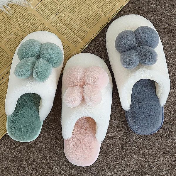 slippers winter fur women home warm faux ladies slides indoor bedroom flats furry, Black
