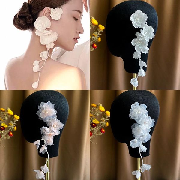 dangle & chandelier beautiful flower long earrings headdress crepe fabric ear hanging hair decoration dual-use bridal, Silver
dangle & chandelier beautiful flower long earrings headdress crepe fabric ear hanging hair decoration dual-use bridal, Silver