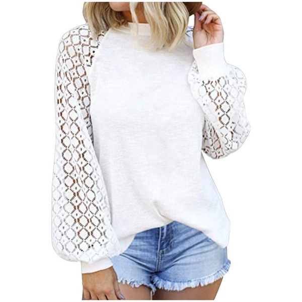 women's blouses & shirts spring and autumn women blouse sweater casual blusas o-neck jumper fashion slim lace hollow out long sleeves, White
women's blouses & shirts spring and autumn women blouse sweater casual blusas o-neck jumper fashion slim lace hollow out long sleeves, White