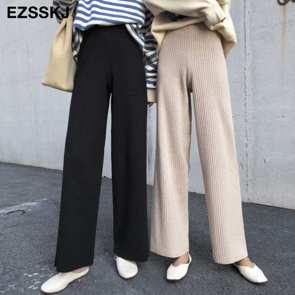 autumn winter casual straight pants women female drawstring loose high waist knitted wide leg pants casual trousers 210707, Black;white
autumn winter casual straight pants women female drawstring loose high waist knitted wide leg pants casual trousers 210707, Black;white