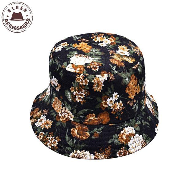 cloches summer bucket hat women sun protection flower fruit printed cotton men