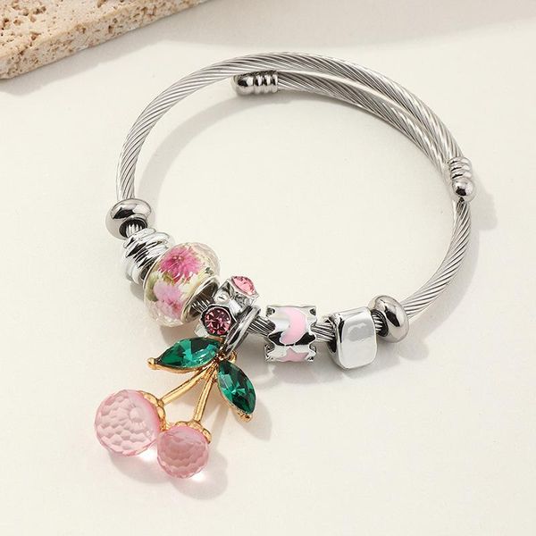 bangle european sweet cherry adjustable bracelets cute girls platinum metal fashion charm bracelet bangles bridesmaid jewelry for women, Black 
bangle european sweet cherry adjustable bracelets cute girls platinum metal fashion charm bracelet bangles bridesmaid jewelry for women, Black
