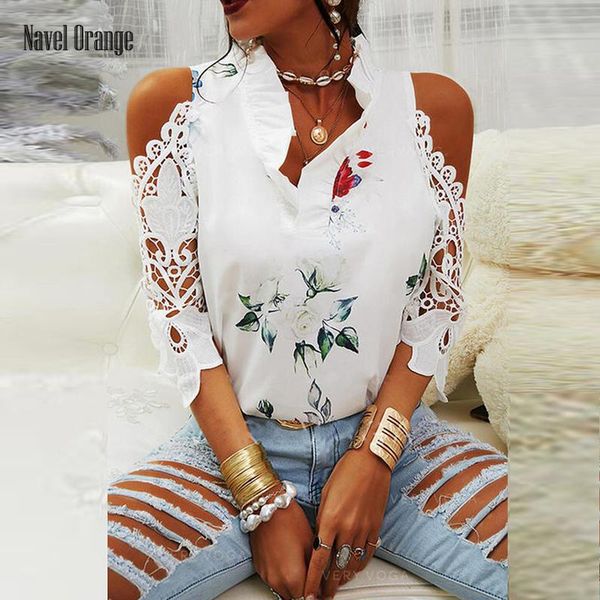 women's blouses & shirts summer women printing off shoulder lace full sleeve blouse hollow out ruffles loose plus size 5xl streetwear b, White
women's blouses & shirts summer women printing off shoulder lace full sleeve blouse hollow out ruffles loose plus size 5xl streetwear b, White