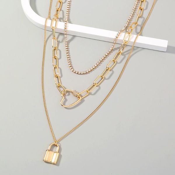 chains ins necklace jewelry trendy multi-layer twin micro diamond heart-shaped lock pendant for women, Silver
chains ins necklace jewelry trendy multi-layer twin micro diamond heart-shaped lock pendant for women, Silver