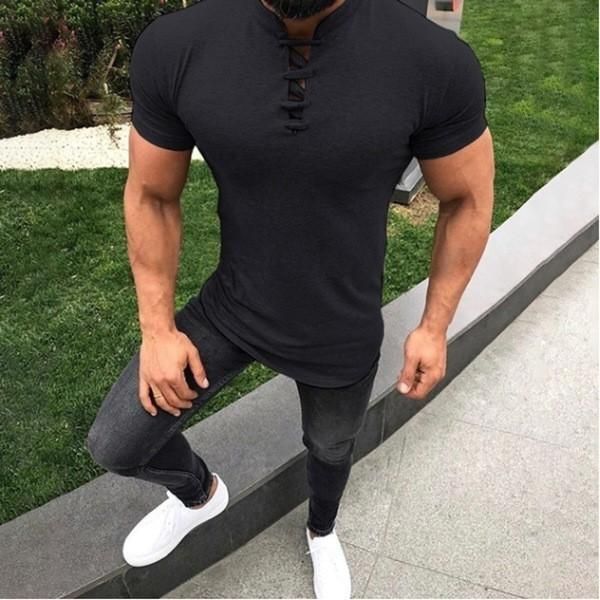 men's t-shirts 2021 bandage t shirt male black gray slim fit solid color mandarin collar short sleeve s-3xl, White;black
men's t-shirts 2021 bandage t shirt male black gray slim fit solid color mandarin collar short sleeve s-3xl, White;black