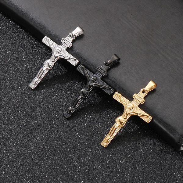 pendant necklaces haoyi jesus redemption cross tricolor men's stainless steel charm necklace jewelry, Silver
pendant necklaces haoyi jesus redemption cross tricolor men's stainless steel charm necklace jewelry, Silver