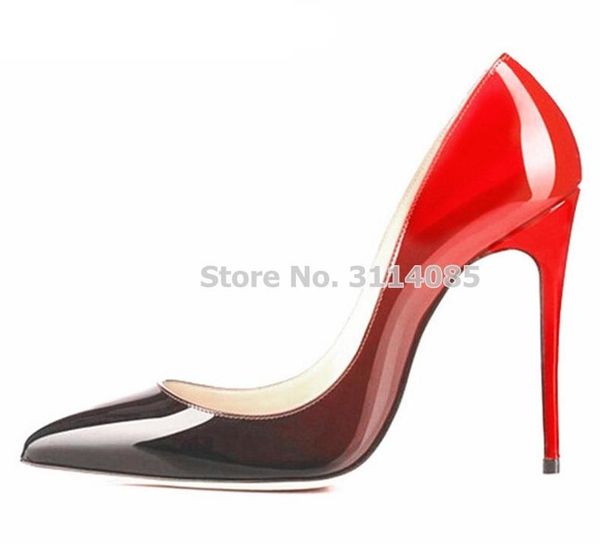 dress shoes women 12cm high heel pointed toe gradient patent leather mixed color patchwork wedding shallow nude black pumps
dress shoes women 12cm high heel pointed toe gradient patent leather mixed color patchwork wedding shallow nude black pumps