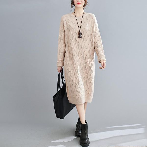 casual dresses elegant o-neck full sleeve long sweater dress woman autumn loose csual solid knitting pullover mid-long vestidos 2021, Black;gray
casual dresses elegant o-neck full sleeve long sweater dress woman autumn loose csual solid knitting pullover mid-long vestidos 2021, Black;gray