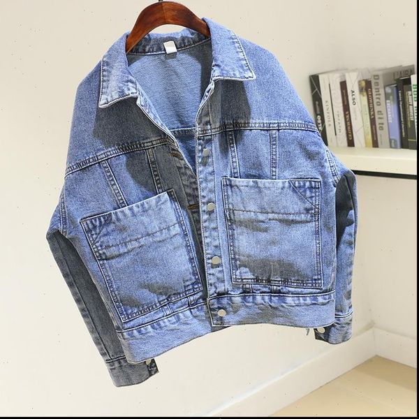 harajuku vintage blue big pocket denim jacket coat women size loose female short student outerwear long sleeve jeans jacket, Black;brown 
harajuku vintage blue big pocket denim jacket coat women size loose female short student outerwear long sleeve jeans jacket, Black;brown