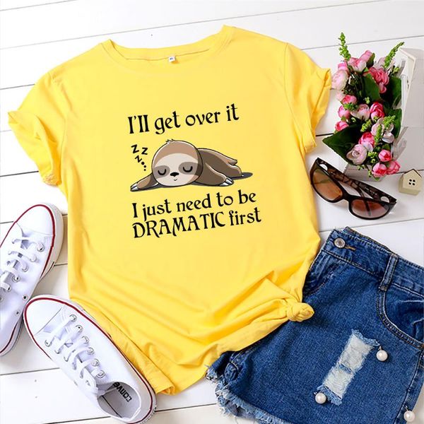 women's t-shirt 100% cotton women tshirts oversize short sleeve summer loose tee shirt cartoon sloth print woman, White
women's t-shirt 100% cotton women tshirts oversize short sleeve summer loose tee shirt cartoon sloth print woman, White