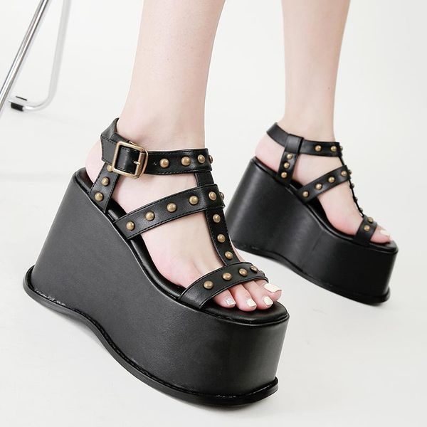 sandals summer woman platform heels women demonias shoes peep toe gladiator wedges, Black
sandals summer woman platform heels women demonias shoes peep toe gladiator wedges, Black