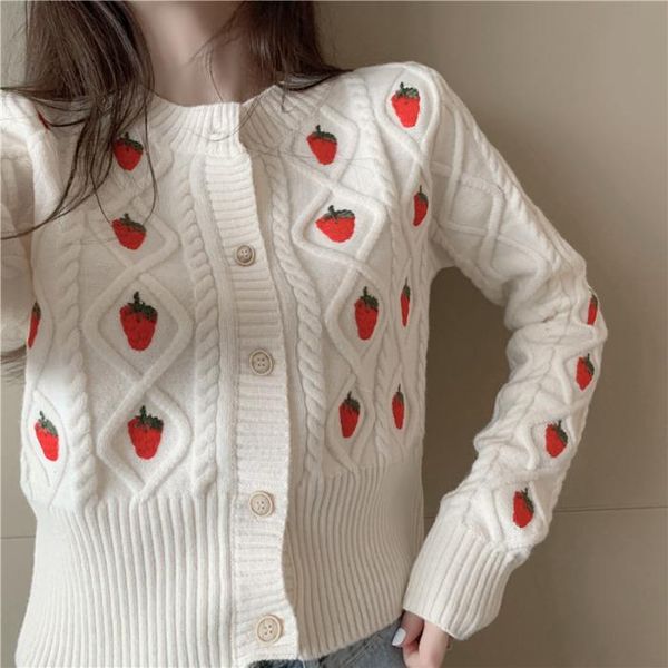 women's knits & tees sweater for women strawberry crochet floral knitted cropped cardigan fashion korean coat fall clothes pull femme s, White
women's knits & tees sweater for women strawberry crochet floral knitted cropped cardigan fashion korean coat fall clothes pull femme s, White