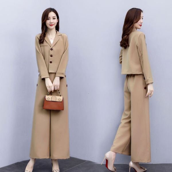 women's new korean personality western style early fall fashion pants broad leg professional two-piece clothing hetz, White;black
women's new korean personality western style early fall fashion pants broad leg professional two-piece clothing hetz, White;black