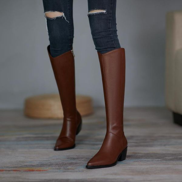 boots 2021 winter leather handmade customization, simple style pointed young western, Black
boots 2021 winter leather handmade customization, simple style pointed young western, Black
