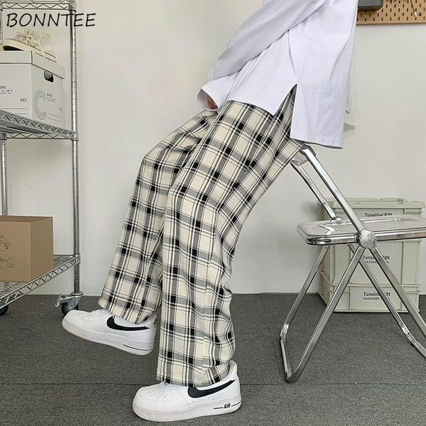 men's pants plaid men chic high street loose casual straight trousers old fashion males all-match streetwear korean style bf couples, Black
men's pants plaid men chic high street loose casual straight trousers old fashion males all-match streetwear korean style bf couples, Black