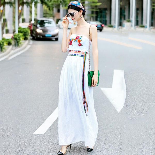 casual dresses white 2021 flowers summer runway fashion strapless vestido colorful ribbon long elegant party holiday dress, Black;gray
casual dresses white 2021 flowers summer runway fashion strapless vestido colorful ribbon long elegant party holiday dress, Black;gray