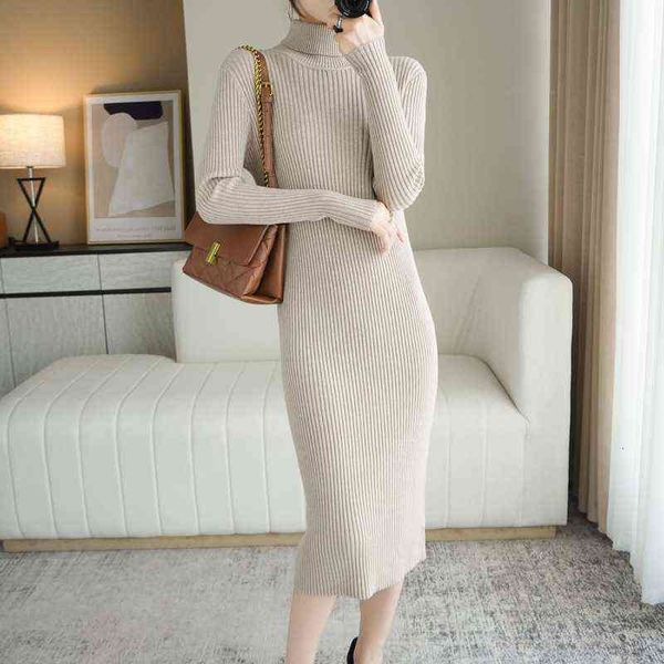 casual dresses autumn winter women's sleeved knitted high neck medium and long bottomed skirt slim over knee wrap hip wool dresses, Black;gray
casual dresses autumn winter women's sleeved knitted high neck medium and long bottomed skirt slim over knee wrap hip wool dresses, Black;gray
