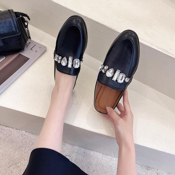 slippers women's furry 2021 spring autumn fashion low heels sandals designer muller shoes dress slides pu leather flip flops, Black
slippers women's furry 2021 spring autumn fashion low heels sandals designer muller shoes dress slides pu leather flip flops, Black