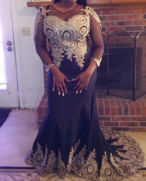 black mermaid long prom dresses 2022 gold lace applique full sleeve prom gown luxury beading vestidos de gala
black mermaid long prom dresses 2022 gold lace applique full sleeve prom gown luxury beading vestidos de gala