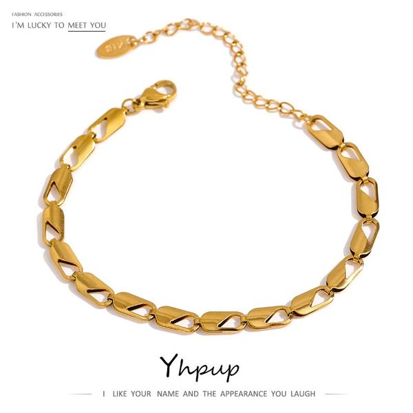 link, chain yhpup 316l stainless steel bangle bracelet trendy texture metal 18 k geometric wrist for women bijoux femme, Black
link, chain yhpup 316l stainless steel bangle bracelet trendy texture metal 18 k geometric wrist for women bijoux femme, Black
