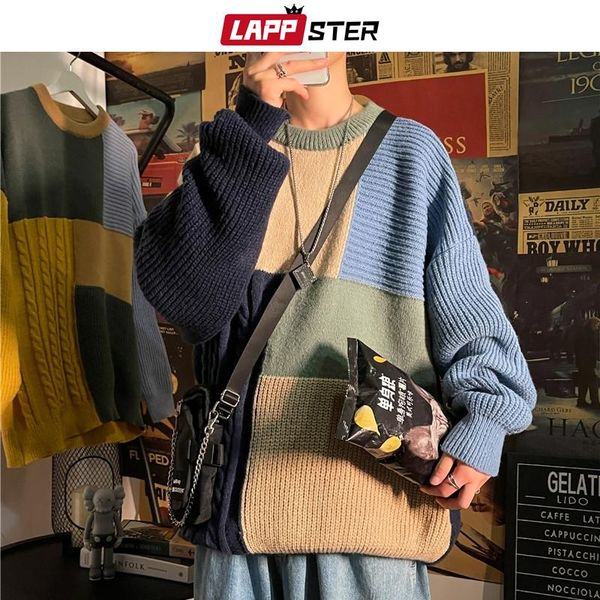 men's sweaters lappster men patchwork harajuku oversized sweater 2021 mens winter korean fashion vintage pullovers male streetwear y2k, White;black
men's sweaters lappster men patchwork harajuku oversized sweater 2021 mens winter korean fashion vintage pullovers male streetwear y2k, White;black
