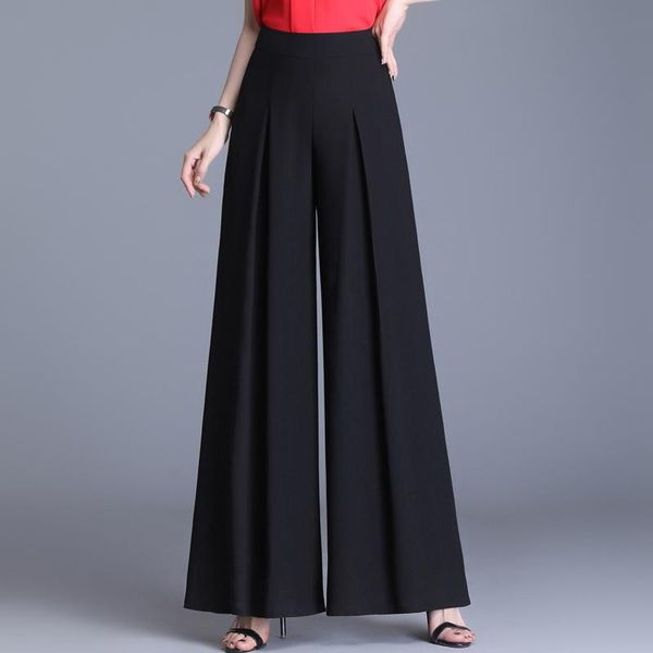 women's pants & capris high waist chiffon wide leg women 2021 summer korean pleated solid loose black long trousers, Black;white
women's pants & capris high waist chiffon wide leg women 2021 summer korean pleated solid loose black long trousers, Black;white