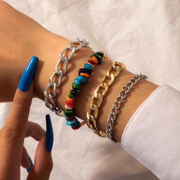 charm bracelets 4pcs/sets colorful natural stone bracelet sets for women trendy alloy metal adjustable bohemia wrist jewelry gifts, Golden;silver
charm bracelets 4pcs/sets colorful natural stone bracelet sets for women trendy alloy metal adjustable bohemia wrist jewelry gifts, Golden;silver