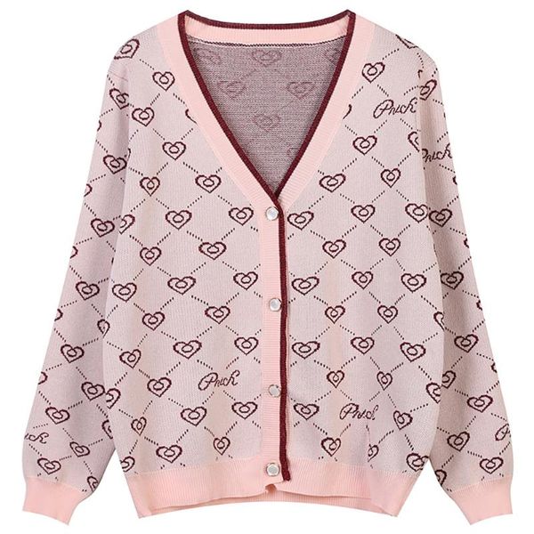 women's knits & tees autumn / winter 2021 v-neck long sleeve contrast stripe heart jacquard single breasted loose knit cardigan, White
women's knits & tees autumn / winter 2021 v-neck long sleeve contrast stripe heart jacquard single breasted loose knit cardigan, White