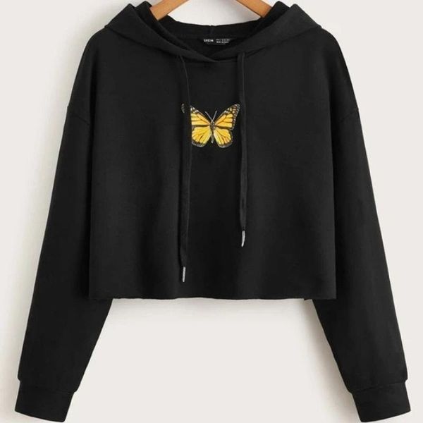 women's hoodies & sweatshirts european clothing autumn cropped solid color printing round neck long sleeve sweater for women, Black
women's hoodies & sweatshirts european clothing autumn cropped solid color printing round neck long sleeve sweater for women, Black